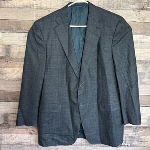 Canali Wool Houndstooth Gray Blazer Sport Coat Mens 46L Business Classic